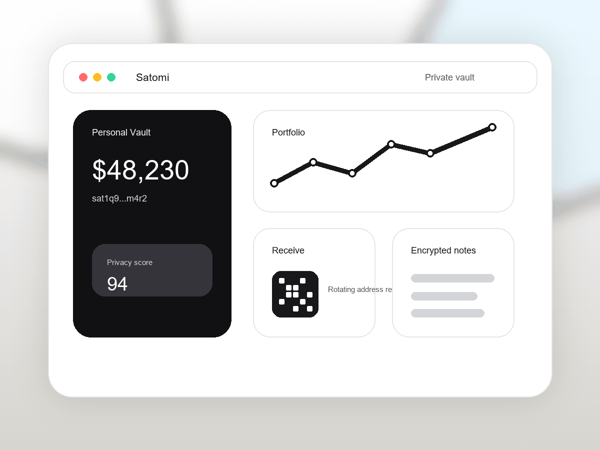 Satomi privacy wallet interface preview